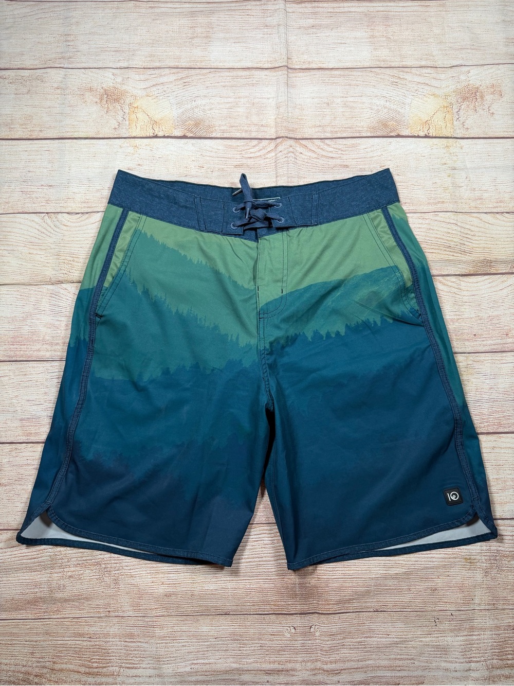 tentree Men's‎ Blue and Green Gradient Boardshorts